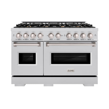 ZLINE 48 in. 6.7 cu. ft. Classic Double Oven Dual Fuel Range in Stainless Steel with 8 Brass Burners (CDR-BR-48)