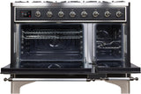 Majestic II 48 Inch Dual Fuel Liquid Propane Freestanding Range in Matte Graphite with Chrome Trim