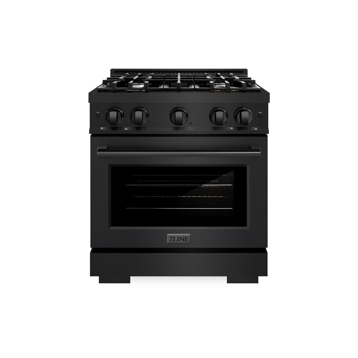 ZLINE 30 in. 4.2 cu. ft. Select Dual Fuel Range with 4 Burner Gas Cooktop and Electric Convection Oven in Black Stainless Steel (HDRB-30)