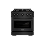 ZLINE 30 in. 4.2 cu. ft. Select Dual Fuel Range with 4 Burner Gas Cooktop and Electric Convection Oven in Black Stainless Steel (HDRB-30)