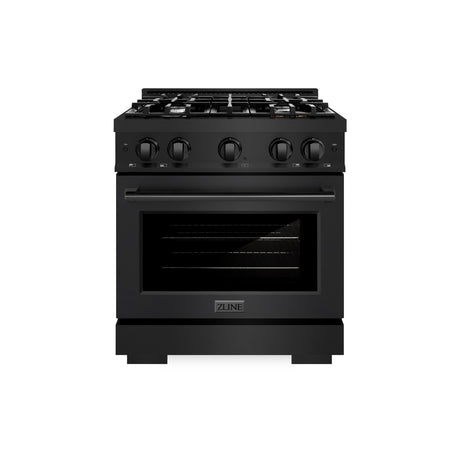 ZLINE 30 in. 4.2 cu. ft. Select Dual Fuel Range with 4 Burner Gas Cooktop and Electric Convection Oven in Black Stainless Steel (HDRB-30)