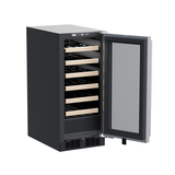 15-In Built-In High-Efficiency Single Zone Wine Refrigerator with Door Style - Stainless Steel Frame Glass