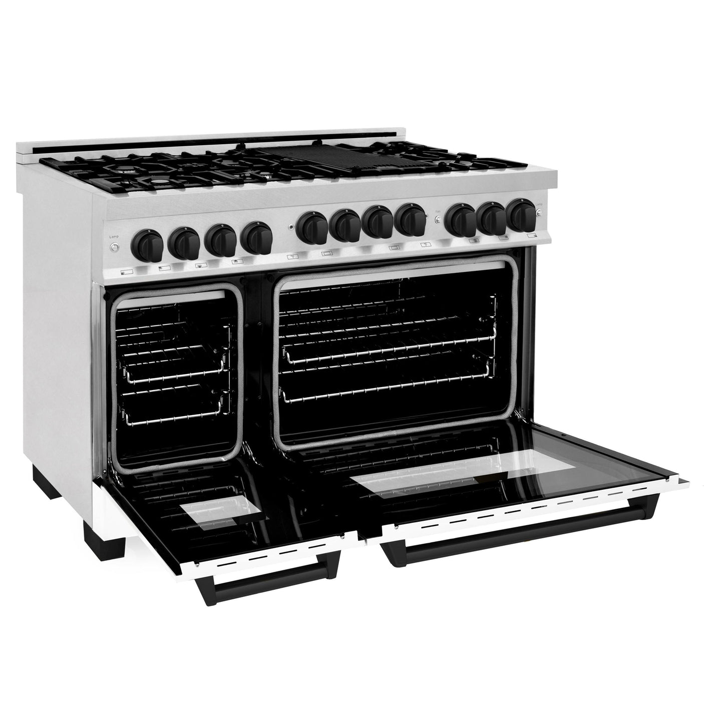 ZLINE Autograph Edition 48" 6.0 cu. ft. Range with Gas Stove and Gas Oven in DuraSnow Stainless Steel with White Matte Door (RGSZ-WM-48) [Color: Champagne Bronze]