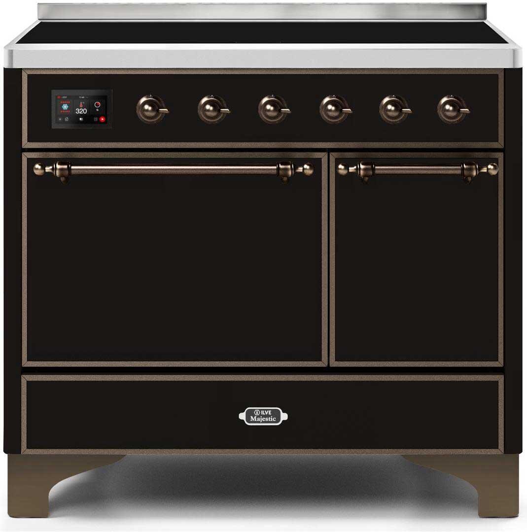 Majestic II 40 Inch Electric Freestanding Range in Glossy Black with Bronze Trim