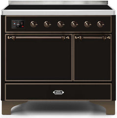 Majestic II 40 Inch Electric Freestanding Range in Glossy Black with Bronze Trim