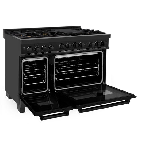 ZLINE 48" 6.0 cu. ft. Range with Gas Stove and Gas Oven in Black Stainless Steel (RGB-48)