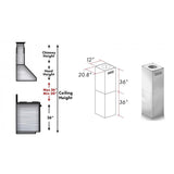 ZLINE 2-36 in. Chimney Extensions for 10 ft. to 12 ft. Ceilings (2PCEXT-697i/KECOMi)