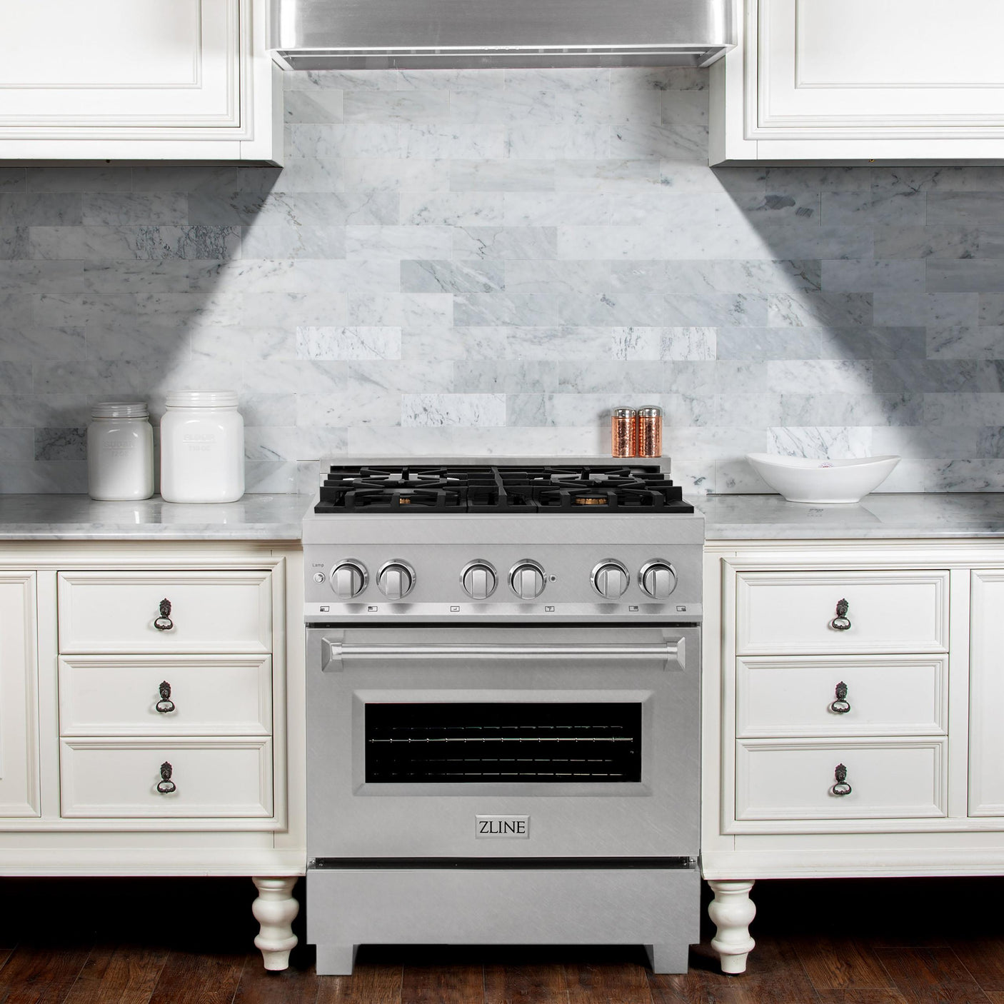 ZLINE 30 in. 4.0 cu. ft. Dual Fuel Range with Gas Stove and Electric Oven in All DuraSnow Stainless Steel with Color Door Options (RAS-SN-30) [Color: White Matte]