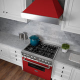 ZLINE 30 in. 4.0 cu. ft. Dual Fuel Range with Gas Stove and Electric Oven in All DuraSnow Stainless Steel with Color Door Options (RAS-SN-30) [Color: Red Matte]