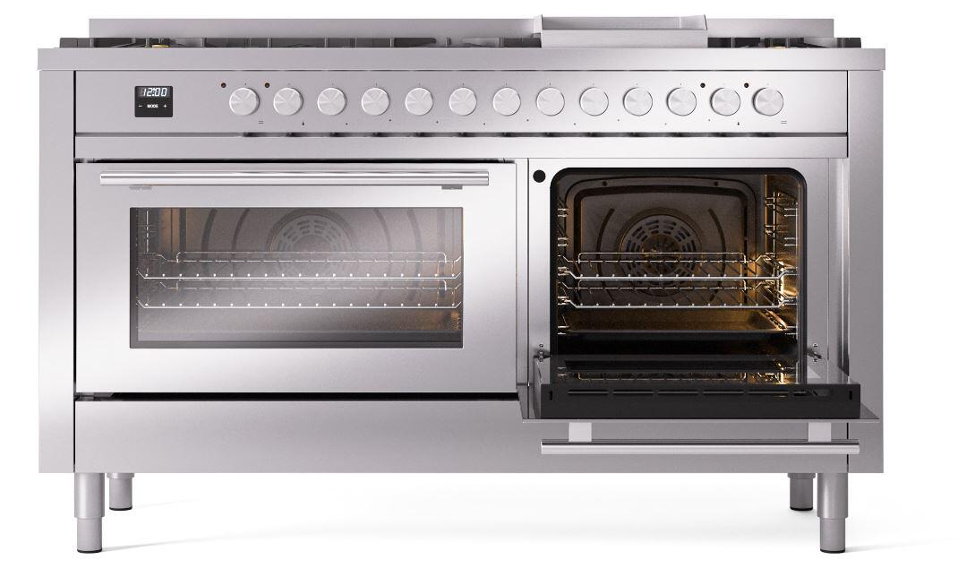 Professional Plus II 60 Inch Dual Fuel Natural Gas Freestanding Range in Stainless Steel with Trim