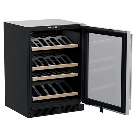 24-In Built-In High-Efficiency Single Zone Gallery Display Wine Refrigerator with Door Style - Stainless Steel Frame Glass