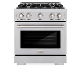 ZLINE 30 in. 4.2 cu. ft. Select Dual Fuel Range with 4 Burner Gas Cooktop and Electric Convection Oven in Stainless Steel (HDR30)