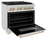 ZLINE Autograph Edition 36" 4.6 cu. ft. Dual Fuel Range with Gas Stove and Electric Oven in Stainless Steel with Accents (RAZ-36) [Color: Gold]