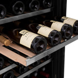 ZLINE 24" Autograph Edition Dual Zone 44-Bottle Wine Cooler in Stainless Steel with Wood Shelf and Polished Gold Accents (RWVZ-UD-24-G)