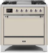 Majestic II 36 Inch Dual Fuel Natural Gas Freestanding Range in Antique White with Chrome Trim