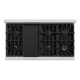 ZLINE 48 in. 6.7 cu. ft. Select Double Oven Gas Range with 8 Burner Cooktop in DuraSnow' Stainless Steel with Black Matte Doors (HGRS-BLM-48)