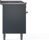 Nostalgie II 60 Inch Dual Fuel Natural Gas Freestanding Range in Blue Grey with Copper Trim