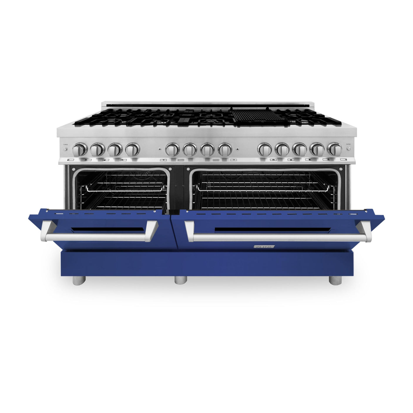 ZLINE 60 in. 7.4 cu. ft. Dual Fuel Range with Gas Stove and Electric Oven in Stainless Steel with Color Options (RA60) [Color: Blue Matte]