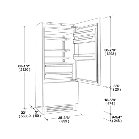 36" OVERLAY BUILT-IN FRIDGE - RIGHT HINGE