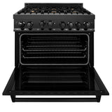 ZLINE 36" 4.6 cu. ft. Range with Gas Stove and Gas Oven in Black Stainless Steel with Brass Burners (RGB-BR-36)