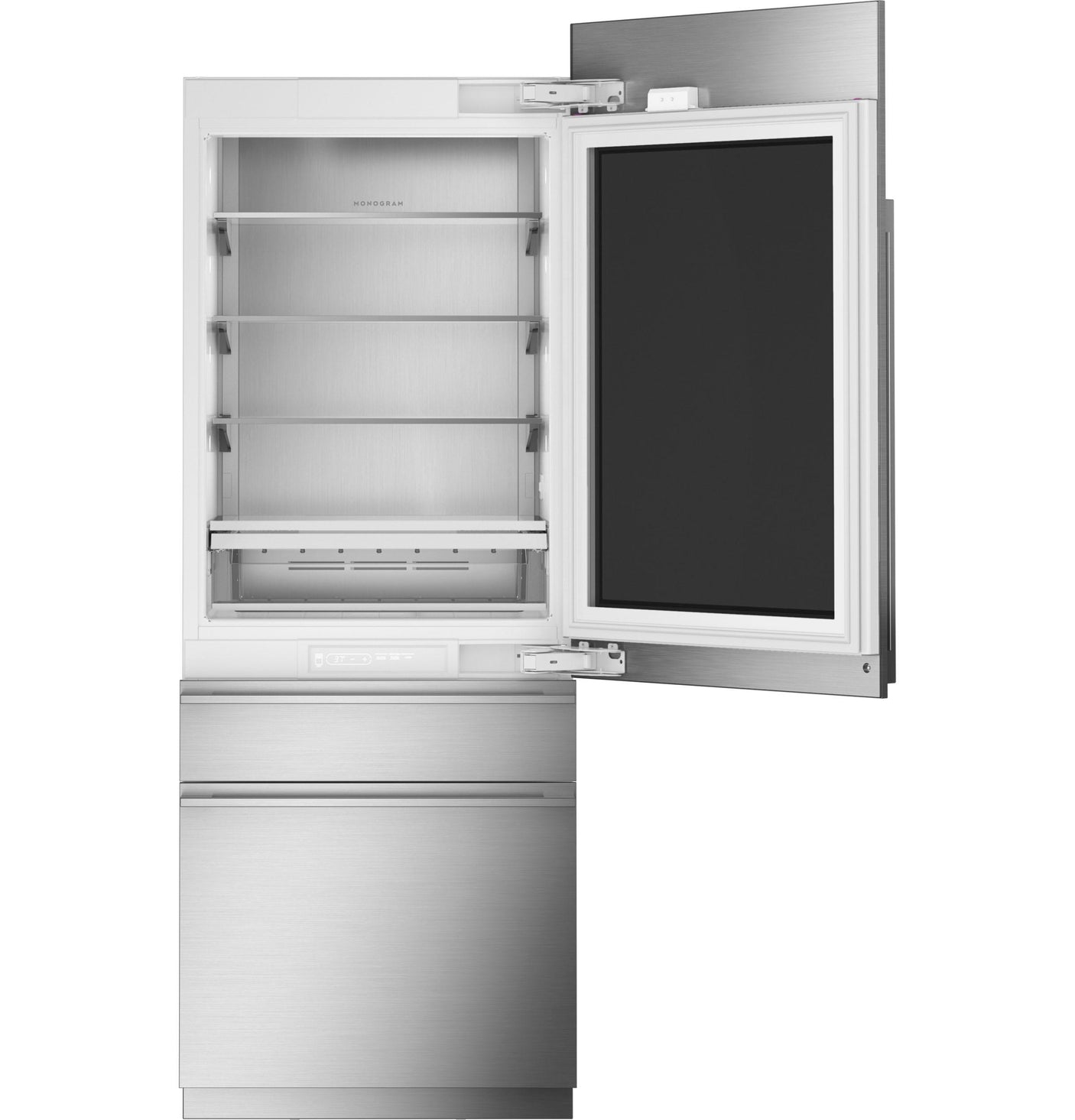 Monogram 30" Panel-Ready Integrated Glass-Door Refrigerator for Single or Dual Installation