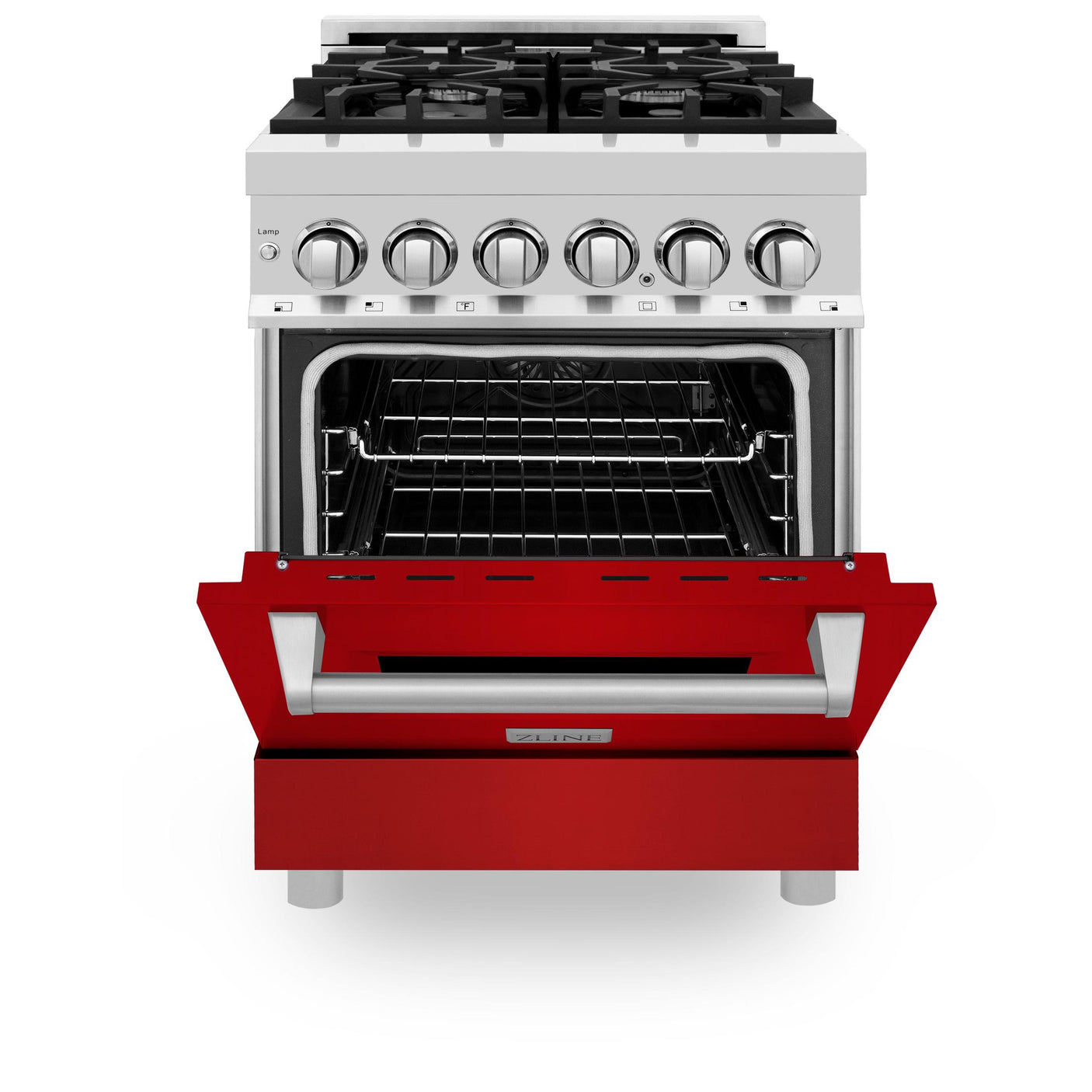 ZLINE 24 in. Professional Dual Fuel Range with Color Door Options (RA24) [Color: Red Gloss]