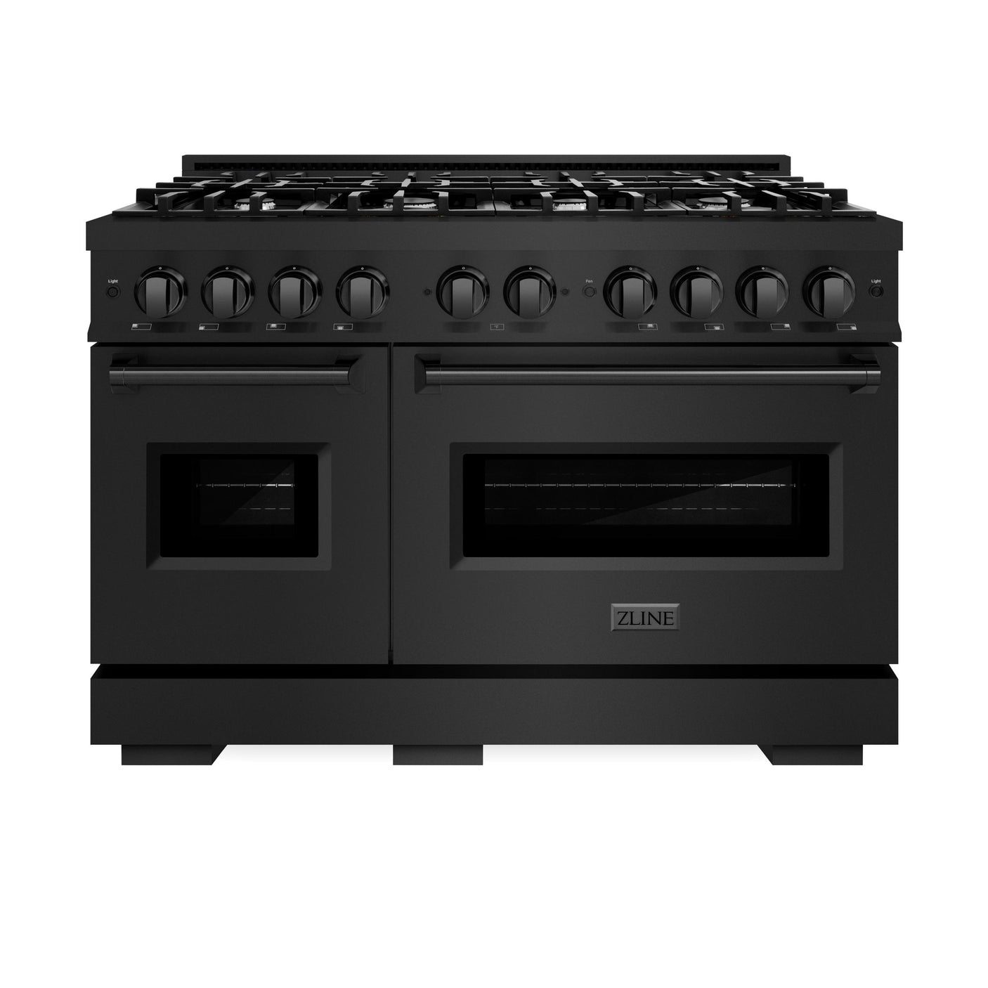 ZLINE 48 in. 6.7 cu. ft. Classic Double Oven Dual Fuel Range with 8 Burner Gas Cooktop in Black Stainless Steel (CDRB-48)