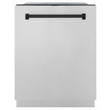 ZLINE Autograph Edition 24" 3rd Rack Top Touch Control Tall Tub Dishwasher in Stainless Steel with Accent Handle, 45dBa (DWMTZ-304-24) [Color: Matte Black]