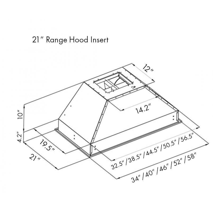 ZLINE Ducted Wall Mount Range Hood Insert in Stainless Steel (721)