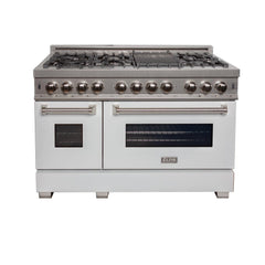 ZLINE 48 in. DuraSnow Stainless Steel 6.0 cu.ft. 7 Gas Burner/Electric Oven Range with Color Door Options (RAS-SN-48) [Color: White Matte]