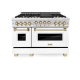 ZLINE Autograph Edition 48" 6.0 cu. ft. Range with Gas Stove and Gas Oven in Stainless Steel with White Matte Door with Accents (RGZ-WM-48) [Color: Gold]