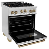 ZLINE Autograph Edition 30" 4.0 cu. ft. Range with Gas Stove and Gas Oven in Stainless Steel with Accents (RGZ-30) [Color: Champagne Bronze]