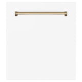 ZLINE 24 in. Autograph Edition Tallac Dishwasher Panel in White Matte with Accented Handle (DPVZ-WM-24) [Color: Champagne Bronze]