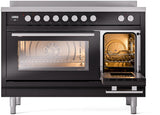 Professional Plus II 48 Inch Electric Freestanding Range in Glossy Black with Trim