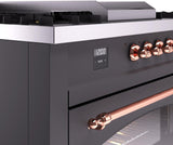 Nostalgie II 60 Inch Dual Fuel Liquid Propane Freestanding Range in Matte Graphite with Copper Trim