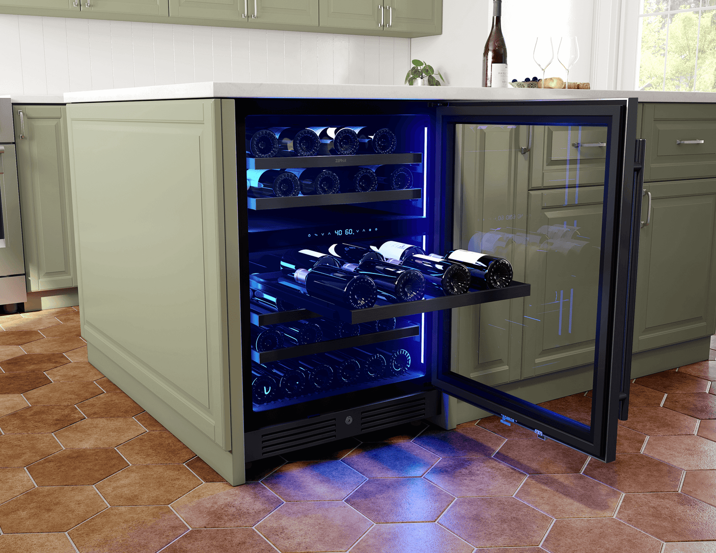 Presrv Wine Cooler, 24in UC, Blk SS+Gls,Rvs Dr, 2Z