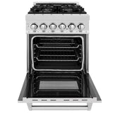 ZLINE 24 in. Professional Dual Fuel Range in DuraSnow Stainless Steel with Color Door Options (RAS-SN-24) [Color: DuraSnow]