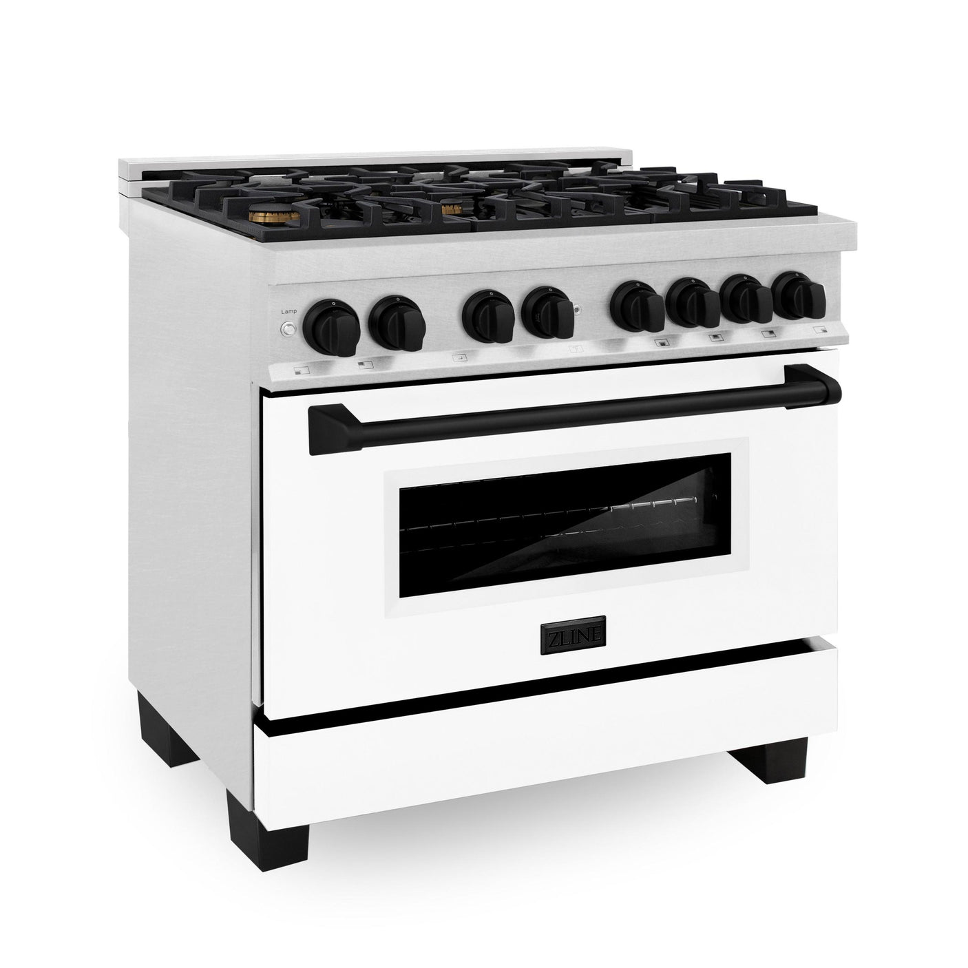 ZLINE Autograph Edition 36" 4.6 cu. ft. Dual Fuel Range with Gas Stove and Electric Oven in DuraSnow Stainless Steel with White Matte Door and Accents (RASZ-WM-36) [Color: Matte Black]