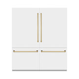 ZLINE Autograph Edition 72 in. 39.6 cu. ft. French Door Built-In Bottom Freezer Refrigerator with Water Dispensers and Ice Makers in White Matte with Graphite Gray Interior and Polished Gold Accents (GRBITZ-WM-72-G)