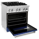 ZLINE 30 in. Dual Fuel Range with Gas Stove and Electric Oven in Stainless Steel (RA30) [Color: Blue Matte]