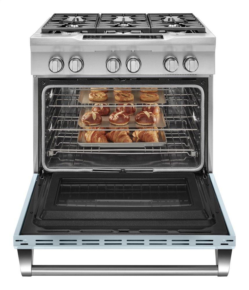 Limited Edition KitchenAid® 36'' 6-Burner Dual Fuel Freestanding Range, Commercial-Style - Misty Blue