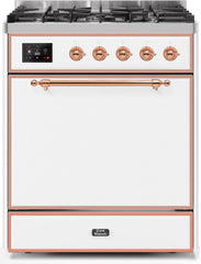 Majestic II 30 Inch Dual Fuel Liquid Propane Freestanding Range in White with Copper Trim