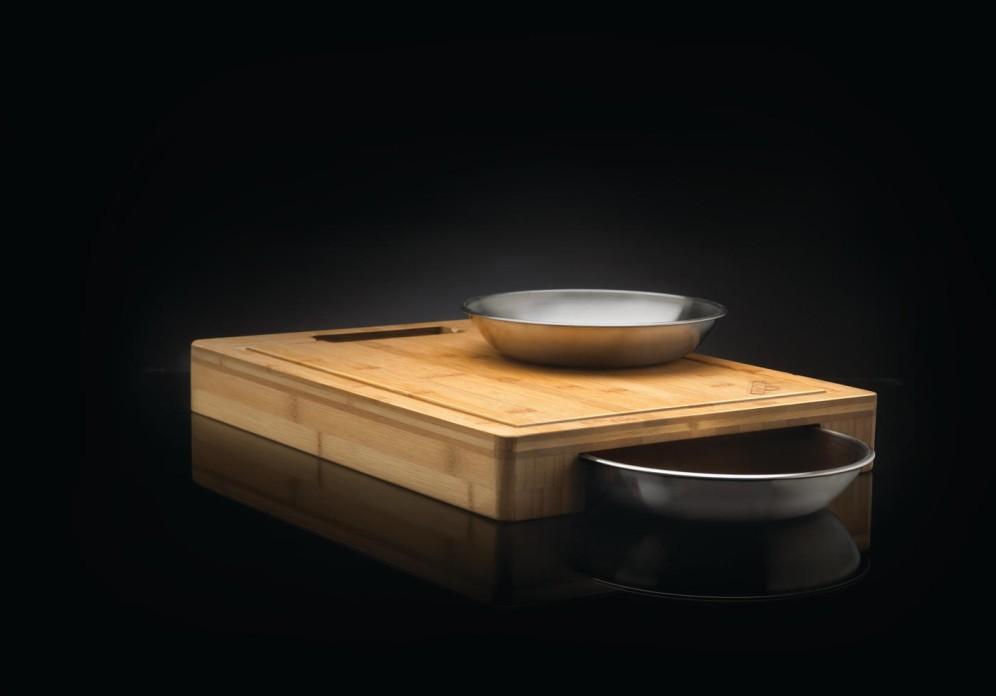 Cutting Board with Stainless Steel Bowls