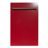 ZLINE 18 in. Compact Top Control Dishwasher with Stainless Steel Tub and Traditional Handle, 52dBa (DW-18) [Color: Red Gloss]