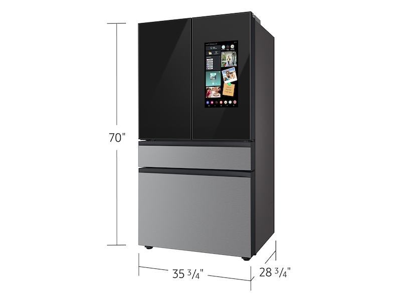 Bespoke Counter Depth 4-Door French Door Refrigerator (23 cu. ft.) - in Charcoal Glass Top and Family Hub™ Panels with Stainless Steel Middle and Bottom Panels