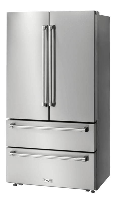 Thor Kitchen 36 Inch Professional French Door Refrigerator With Freezer Drawers - Model Trf3602