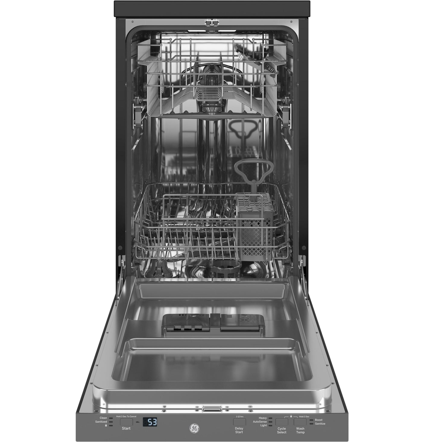 GE® ENERGY STAR® 18" Stainless Steel Interior Portable Dishwasher with Sanitize Cycle