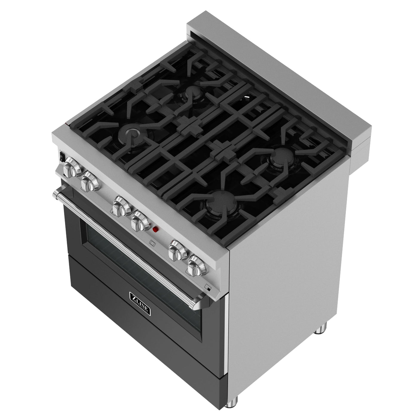 ZLINE 30 in. 4.0 cu. ft. Dual Fuel Range with Gas Stove and Electric Oven in All DuraSnow Stainless Steel with Color Door Options (RAS-SN-30) [Color: Black Matte]