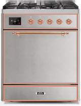 Majestic II 30 Inch Dual Fuel Natural Gas Freestanding Range in Stainless Steel with Copper Trim