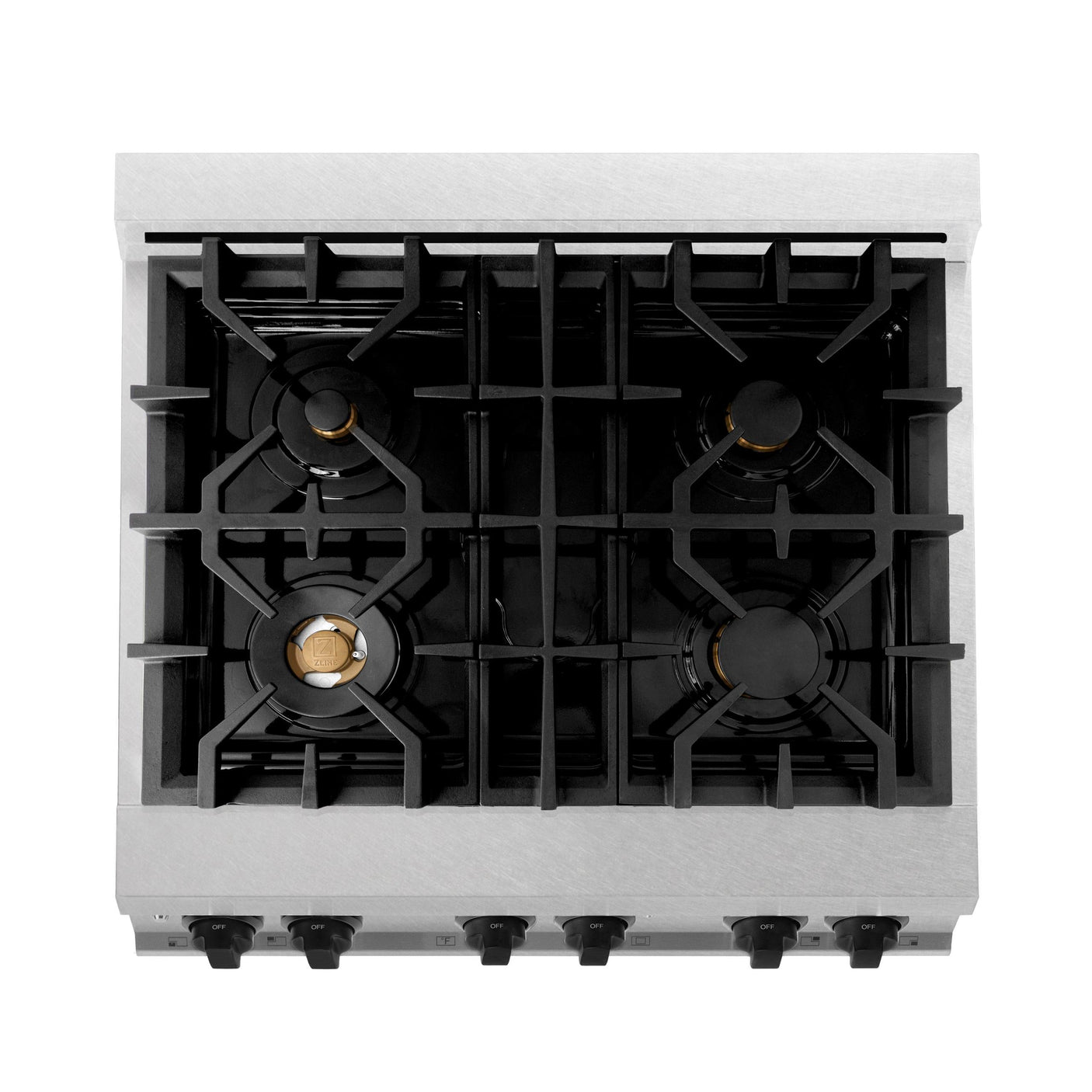 ZLINE 30" 4.0 cu. ft. Range with Gas Stove and Gas Oven in DuraSnow® Stainless Steel with Accents (RGSZ-SN-30) [Accent: Champagne Bronze]